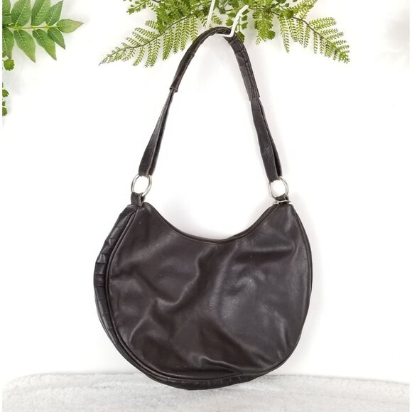 Vintage Maurizio Taiuti‎ Brown Leather Hobo Shoulder Bag 《308》P - Picture 1 of 7